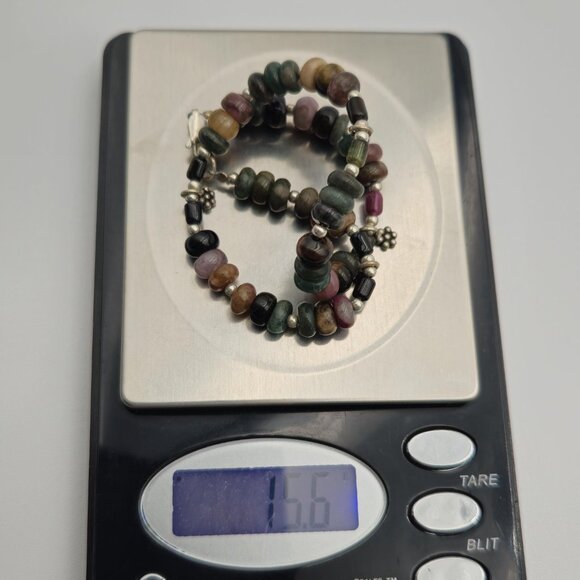 10 Inch Sterling Silver Various Semi Precious Stones Ankle Bracelet B477 - Picture 6 of 6